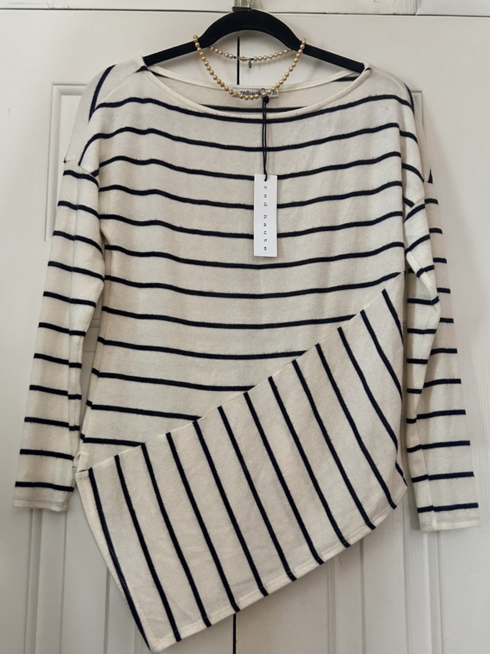 NWT Red Haute 🔥Assymetric striped shirt